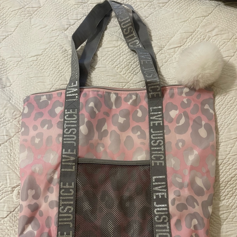 Justice cheetah print tote bag